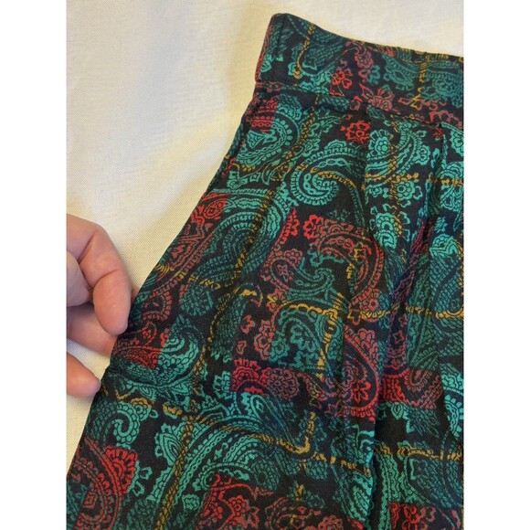 PENDLETON Green Red Paisley A-Line Skirt 12 Vintage Pockets Midi Rayon Holiday - Picture 7 of 10